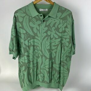 St croix vintage mens short sleeve polo with leaf pattern